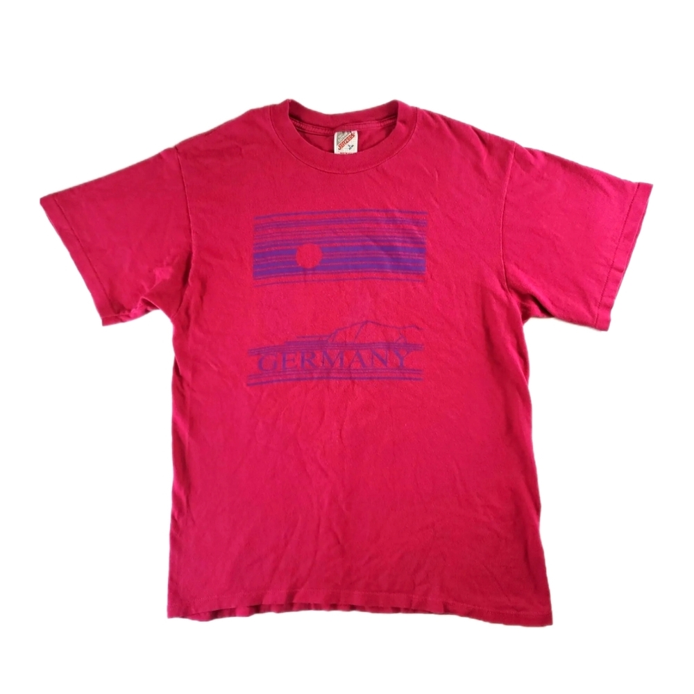 Vintage 90s Germany Single Stitch Pink Shirt Jerzees Size Large